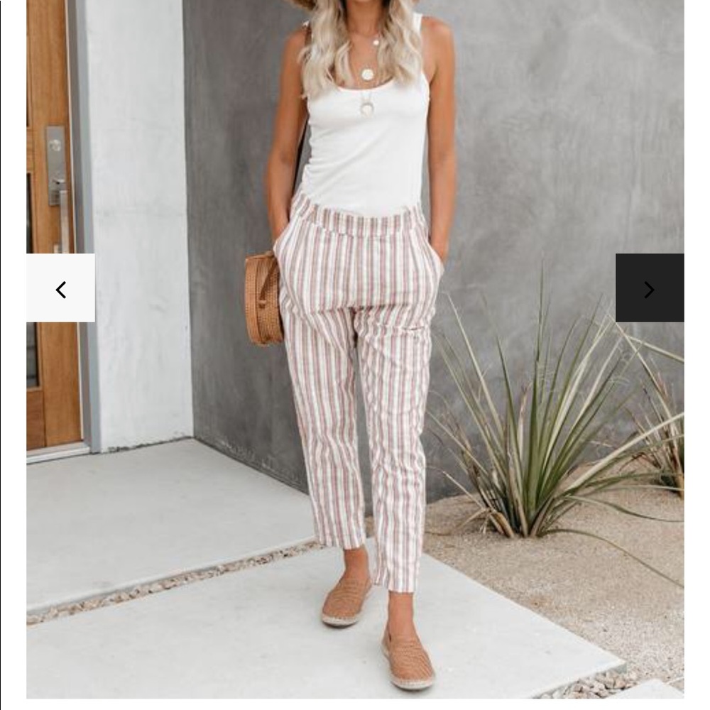 Vici Hobson Striped Cotton Blend Pocketed Pants